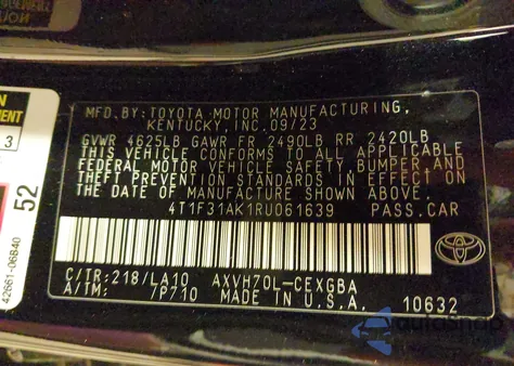 2024 Toyota Camry Hybrid Xle z USA, uszkodzony, nr VIN 4T1F31AK1RU061639